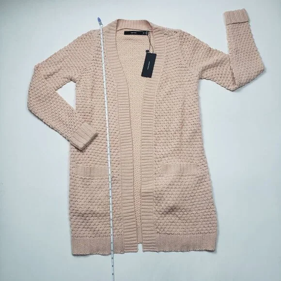 Vero Moda Open Front Cardigan Sweater Womens Small in Sepia Rose Cottagecore NWT - Picture 4 of 16